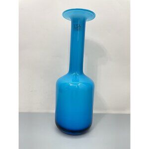 Vintage LSA International Vase Handcrafted Poland Mouth Blown Glass Blue 12.5”